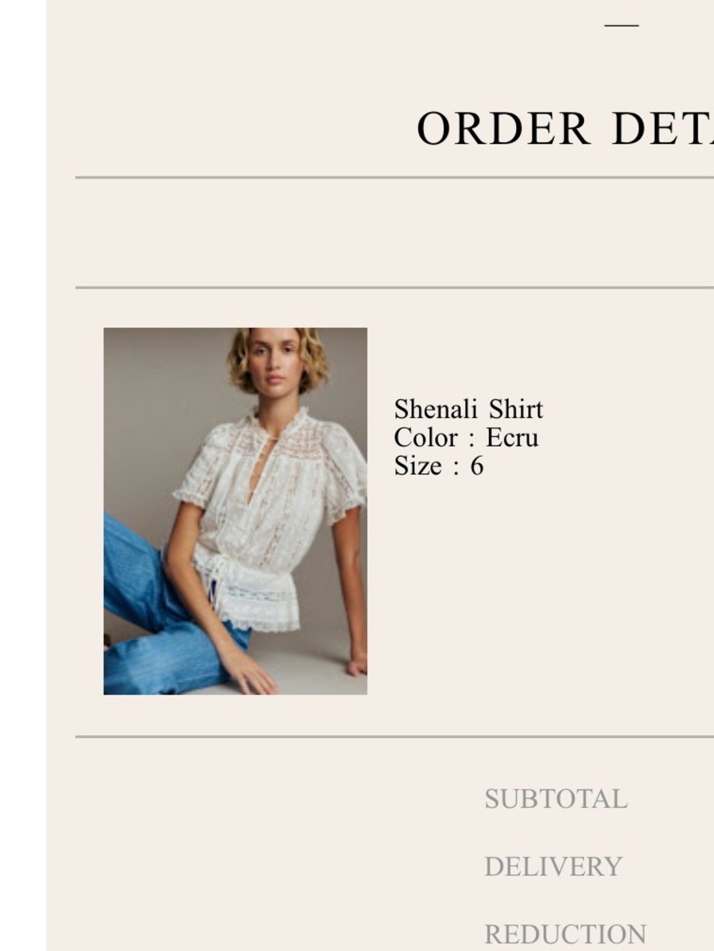 NWT Sézane Shenali Shirt / Blouse in Ecru - Picture 4 of 7